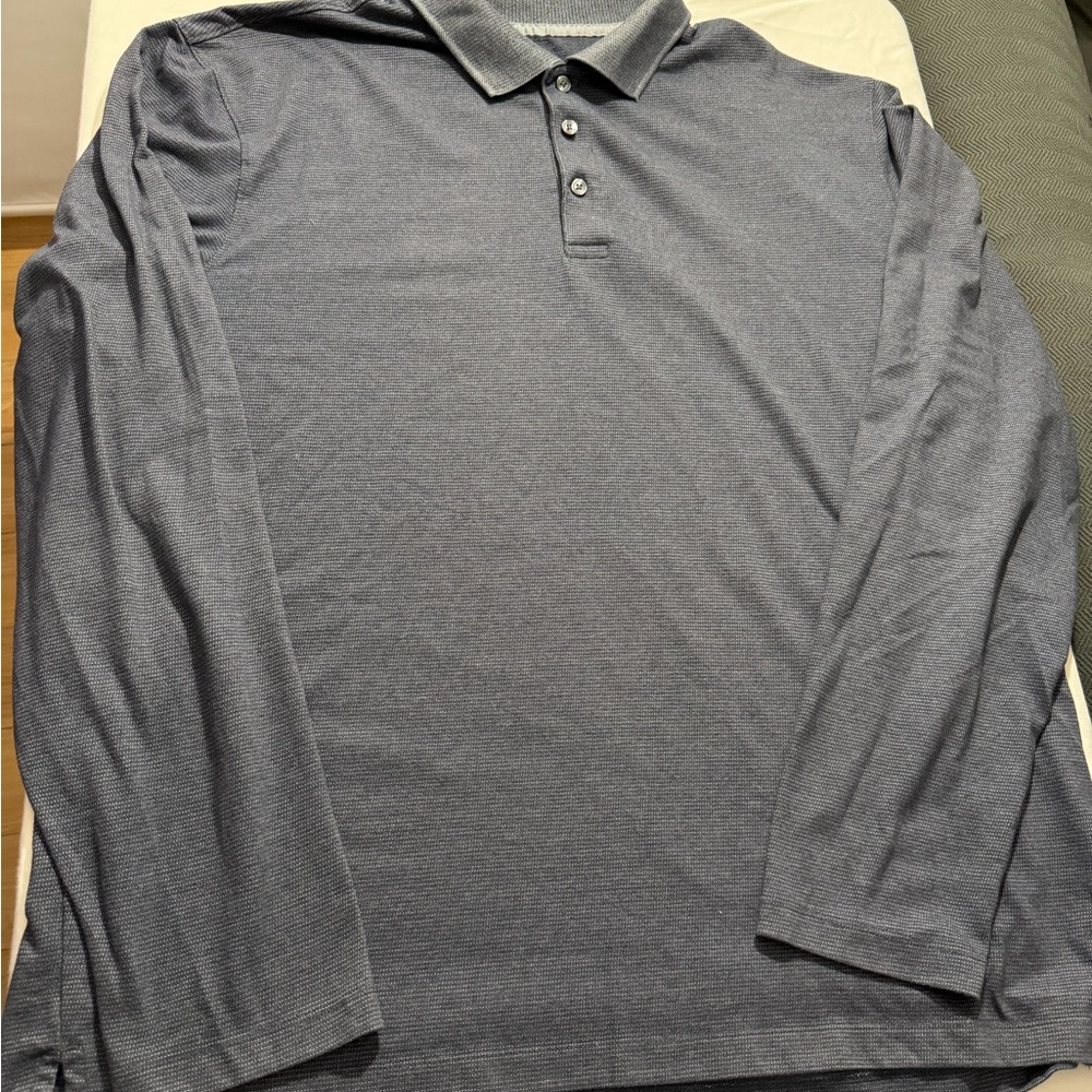 Van Heusen Men's Gray Long Sleeve Polo Shirt